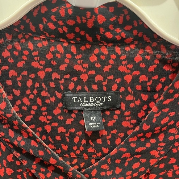 Talbots Women’s  Mock Neck Mesh Tunics Red and black Long Sleeves Size M - Picture 3 of 6